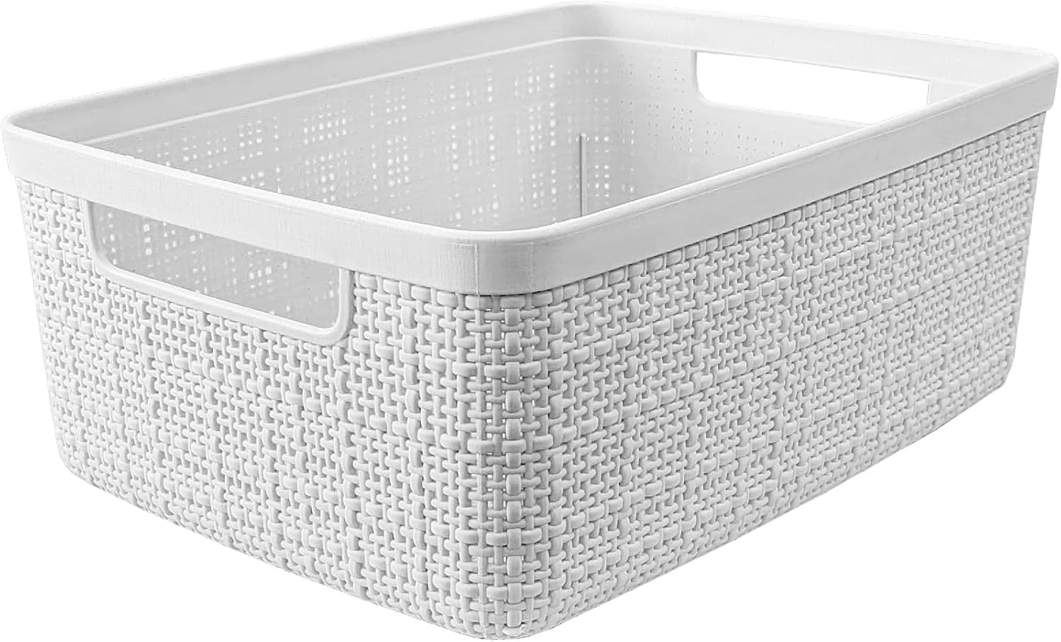 image:imageCurver Set of 2 XL 305L Jute Decorative Plastic Organization and Storage Baskets Perfect Bins for Home Office Closet Shelves Kitchen Pantry and All Bedroom Essentials WhiteWhite