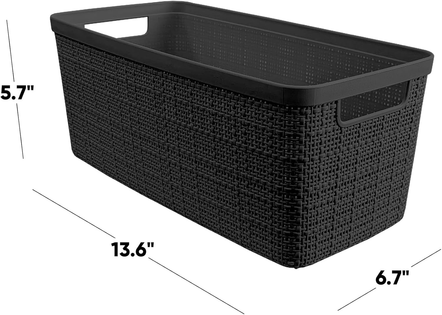 image:imageCurver Set of 2 XL 305L Jute Decorative Plastic Organization and Storage Baskets Perfect Bins for Home Office Closet Shelves Kitchen Pantry and All Bedroom Essentials WhiteBlack