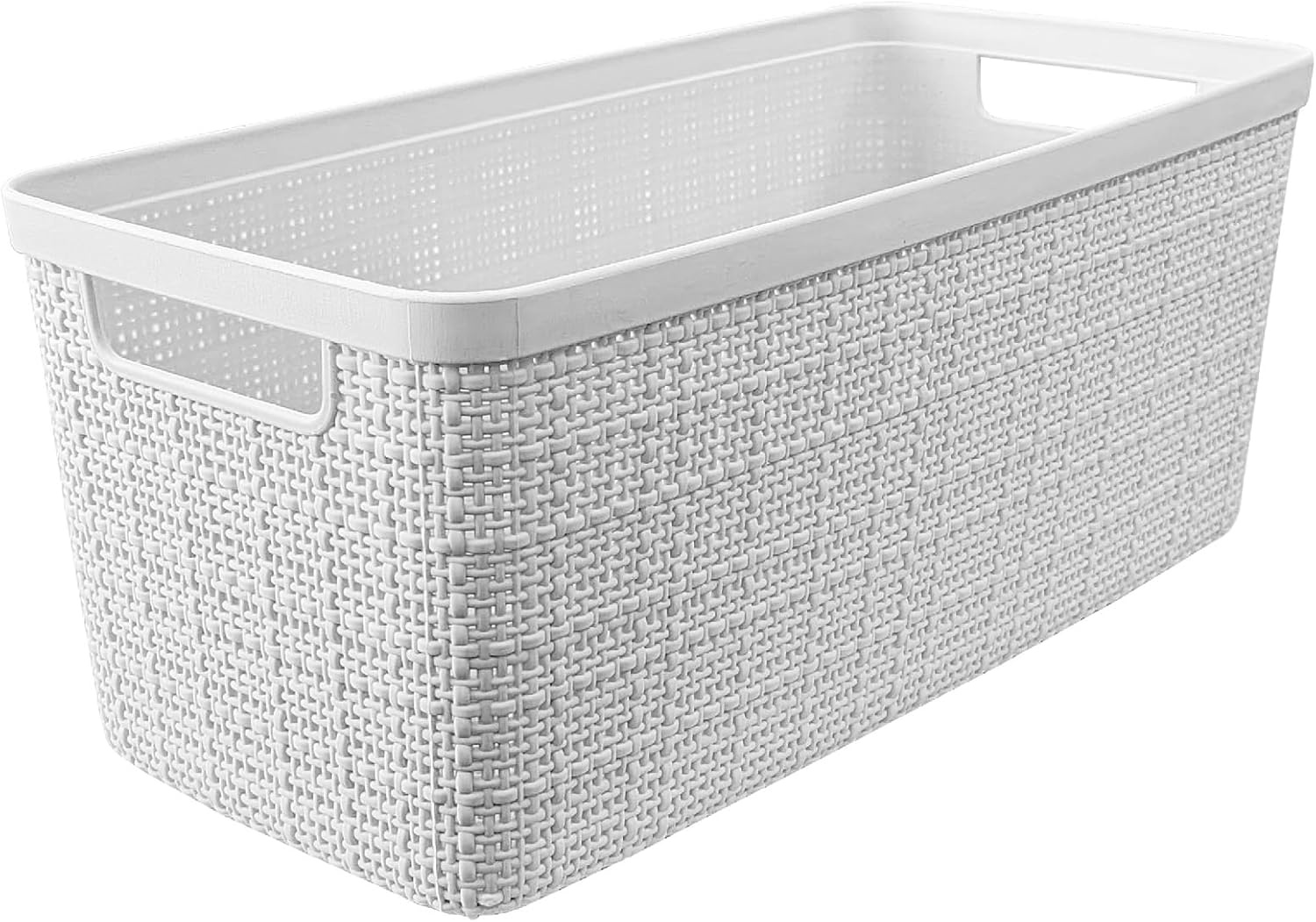 image:imageCurver Set of 2 XL 305L Jute Decorative Plastic Organization and Storage Baskets Perfect Bins for Home Office Closet Shelves Kitchen Pantry and All Bedroom Essentials WhiteWhite