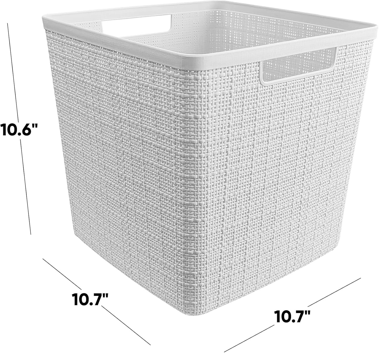 image:imageCurver Set of 2 XL 305L Jute Decorative Plastic Organization and Storage Baskets Perfect Bins for Home Office Closet Shelves Kitchen Pantry and All Bedroom Essentials WhiteWhite