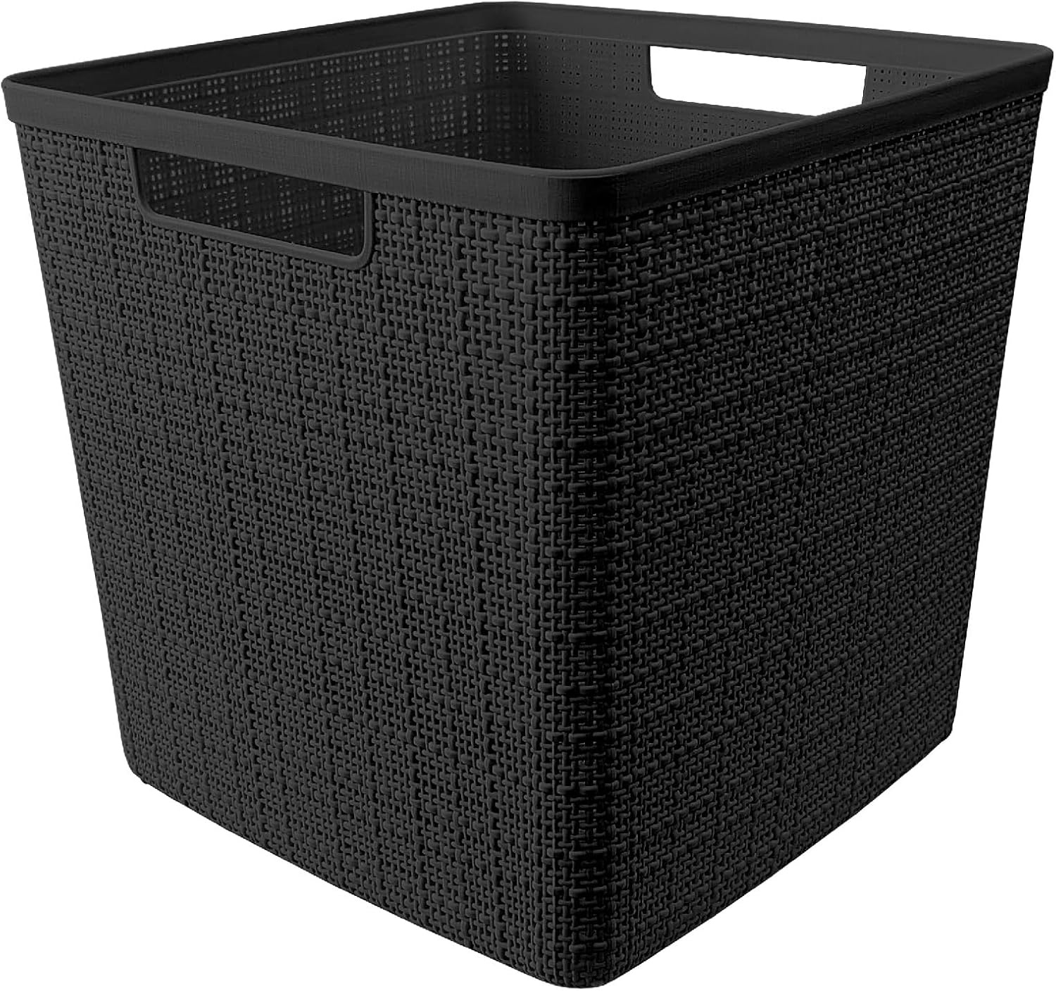 image:imageCurver Set of 2 XL 305L Jute Decorative Plastic Organization and Storage Baskets Perfect Bins for Home Office Closet Shelves Kitchen Pantry and All Bedroom Essentials WhiteBlack