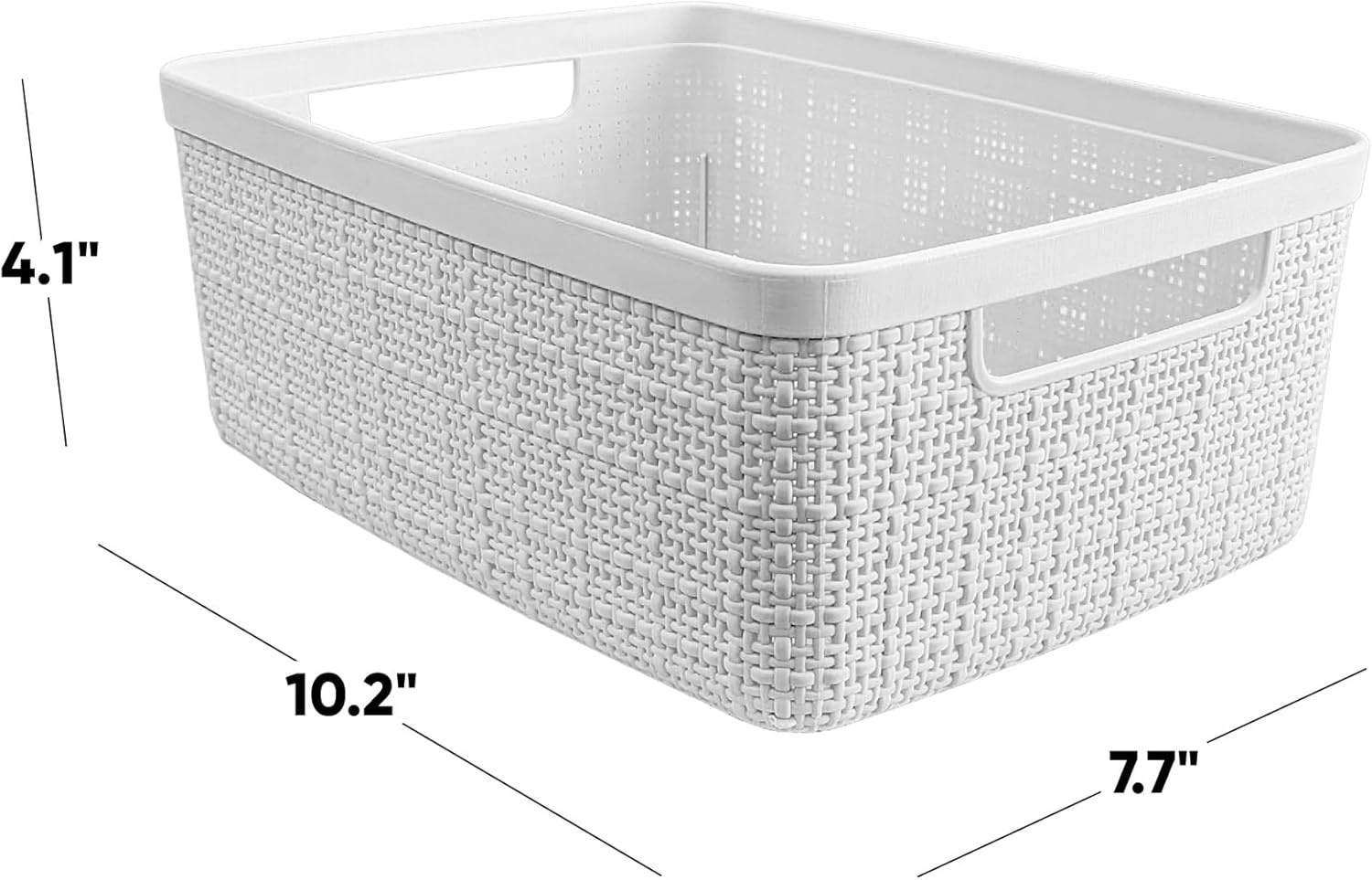 image:imageCurver Set of 2 XL 305L Jute Decorative Plastic Organization and Storage Baskets Perfect Bins for Home Office Closet Shelves Kitchen Pantry and All Bedroom Essentials WhiteWhite