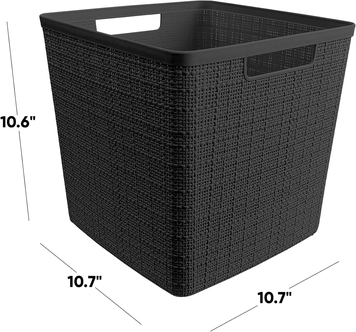 image:imageCurver Set of 2 XL 305L Jute Decorative Plastic Organization and Storage Baskets Perfect Bins for Home Office Closet Shelves Kitchen Pantry and All Bedroom Essentials WhiteBlack