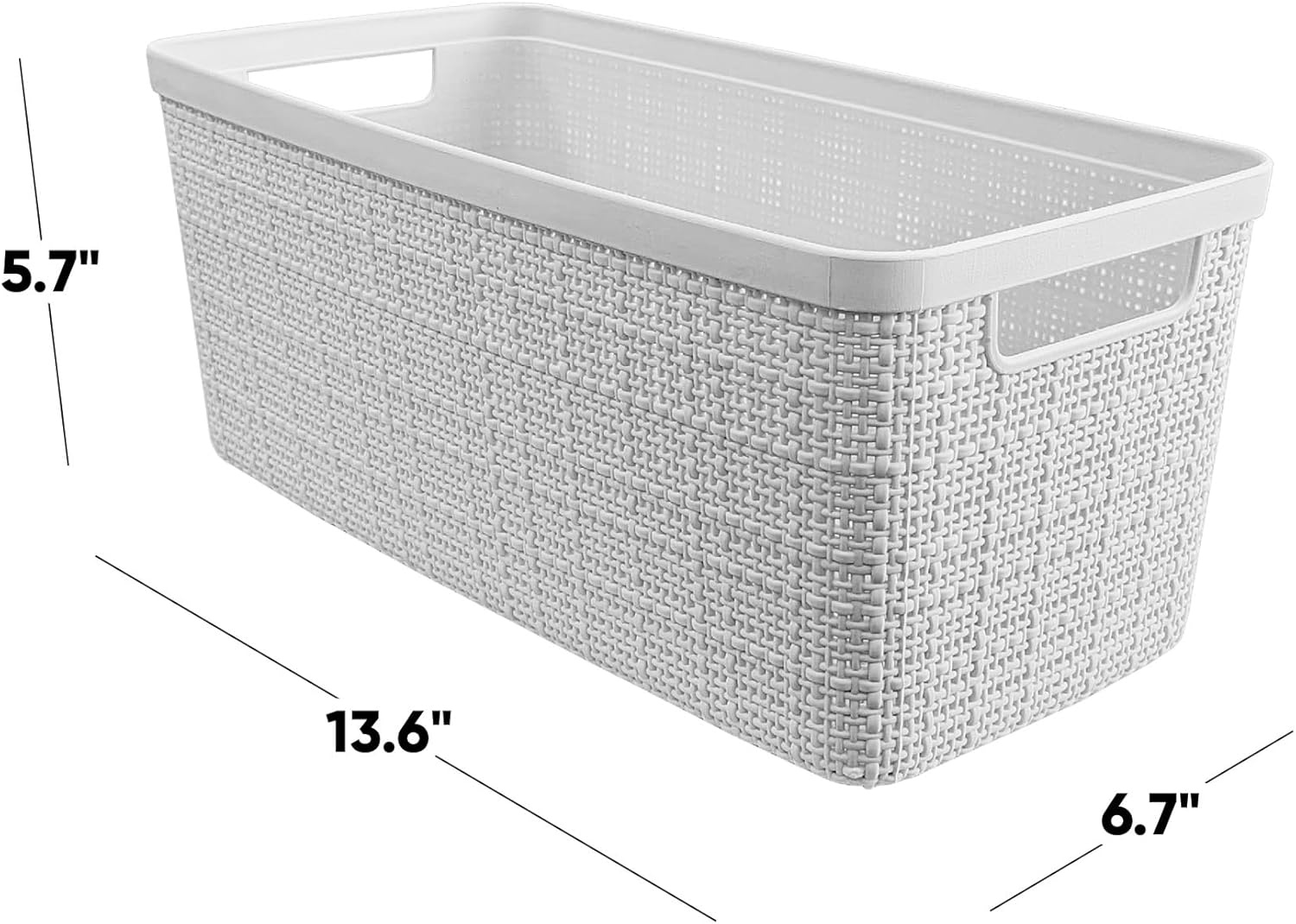 image:imageCurver Set of 2 XL 305L Jute Decorative Plastic Organization and Storage Baskets Perfect Bins for Home Office Closet Shelves Kitchen Pantry and All Bedroom Essentials WhiteWhite