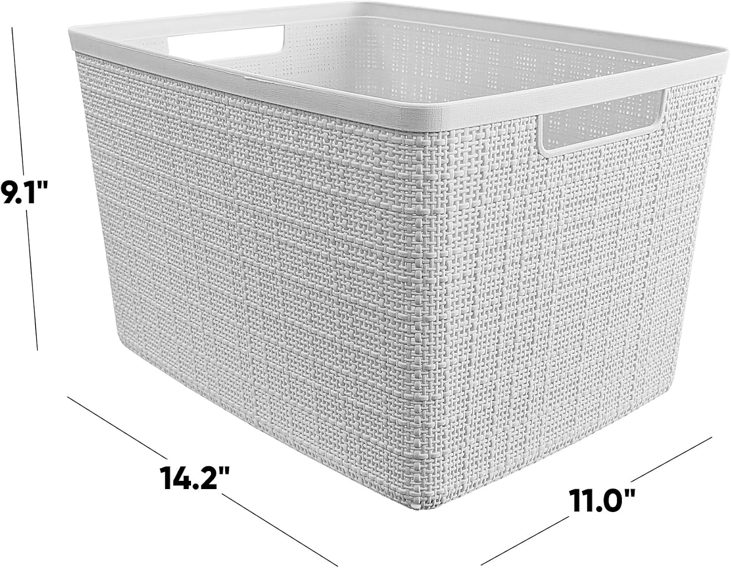 image:imageCurver Set of 2 XL 305L Jute Decorative Plastic Organization and Storage Baskets Perfect Bins for Home Office Closet Shelves Kitchen Pantry and All Bedroom Essentials WhiteWhite