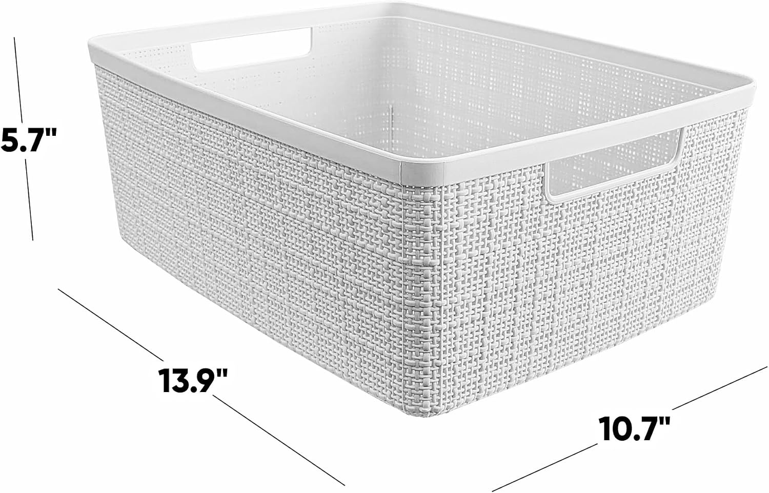 image:imageCurver Set of 2 XL 305L Jute Decorative Plastic Organization and Storage Baskets Perfect Bins for Home Office Closet Shelves Kitchen Pantry and All Bedroom Essentials WhiteWhite