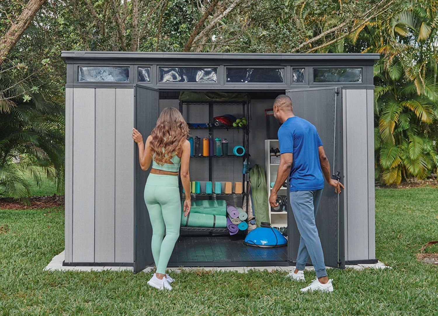 image:imageKeter Artisan 11x7 Modern Resin Outdoor Storage Shed KitPerfect to Store Patio Furniture Garden Tools Bike Accessories Beach Chairs and Lawn Mower Grey amp Black
