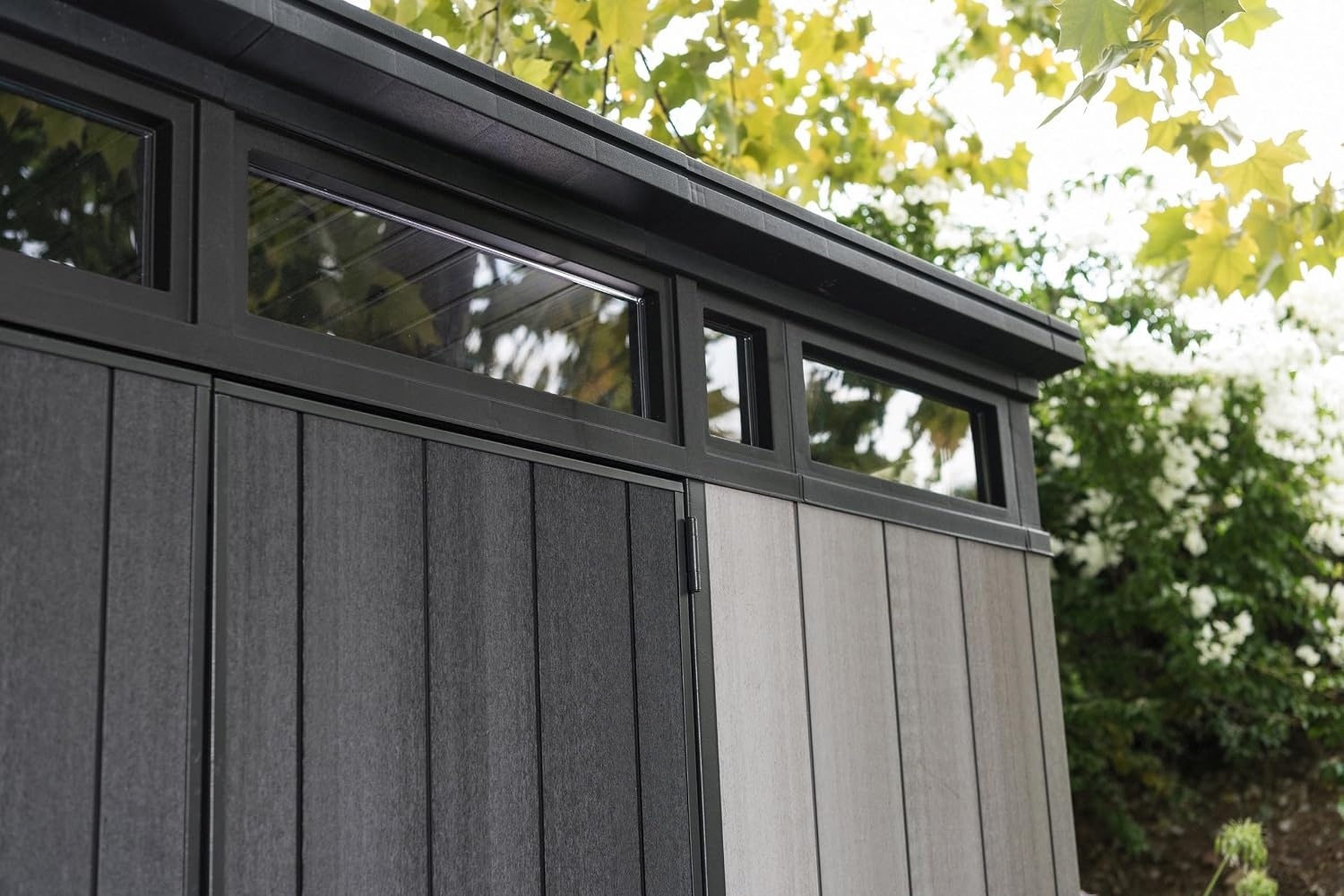 image:imageKeter Artisan 11x7 Modern Resin Outdoor Storage Shed KitPerfect to Store Patio Furniture Garden Tools Bike Accessories Beach Chairs and Lawn Mower Grey amp Black