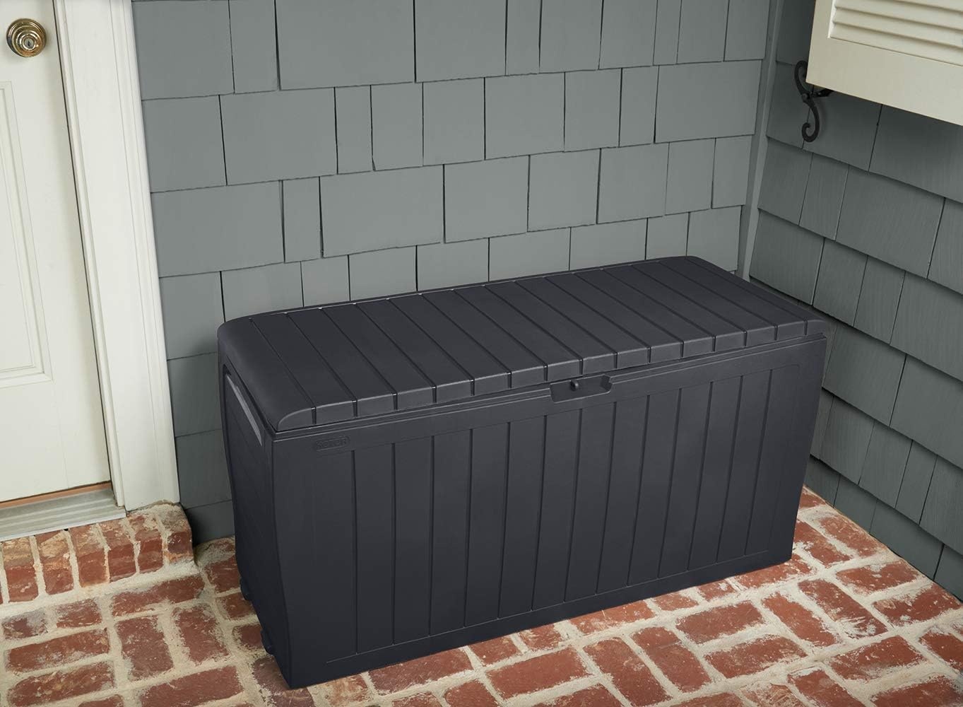 image:imageKeter Atlas 70 Gallon Deck Box WeatherResistant Outdoor Storage Chest for Patio Yard amp Pool Durable Resin Construction Lockable Lid EasyOpen DesignGraphite