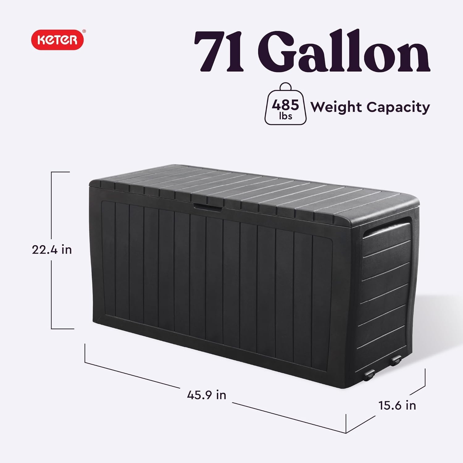 image:imageKeter Atlas 70 Gallon Deck Box WeatherResistant Outdoor Storage Chest for Patio Yard amp Pool Durable Resin Construction Lockable Lid EasyOpen DesignGraphite