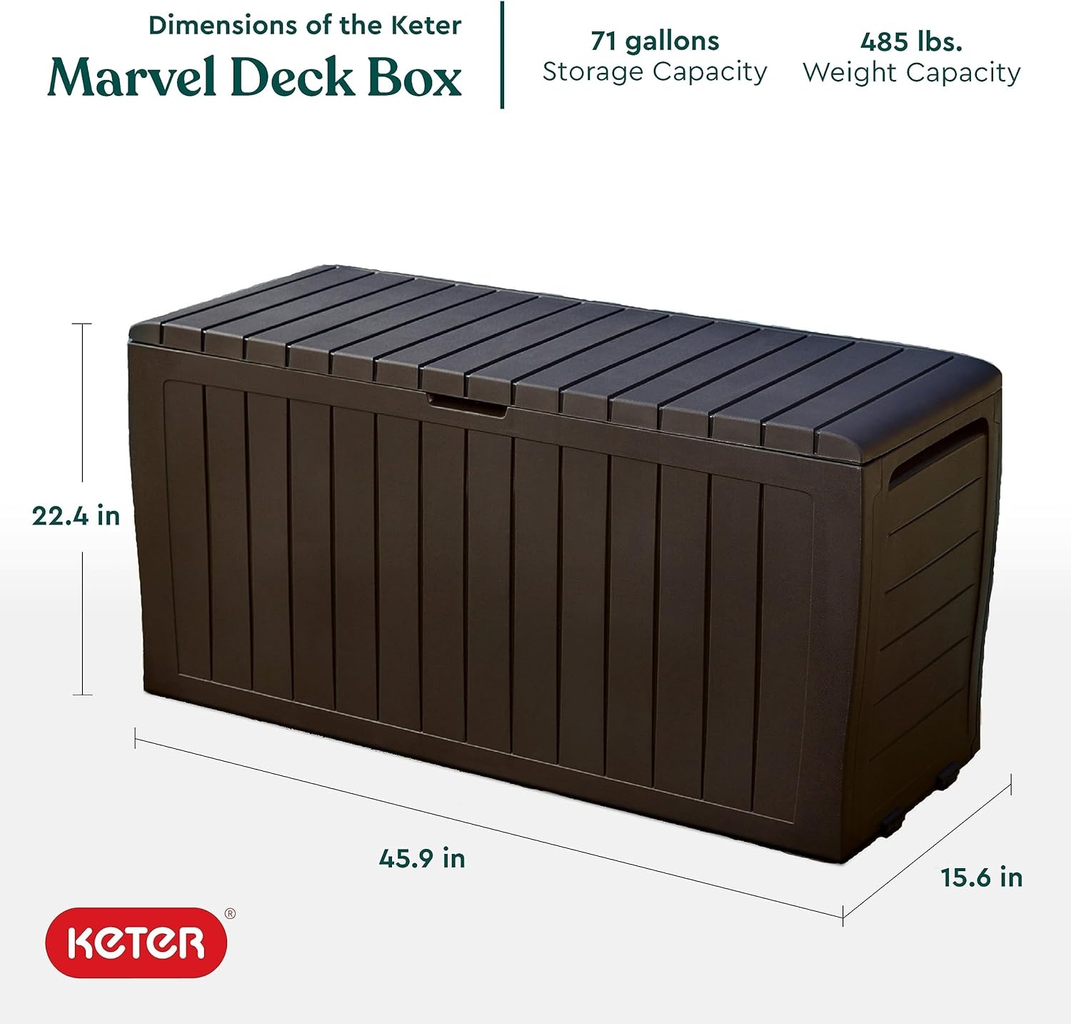 image:imageKeter Atlas 70 Gallon Deck Box WeatherResistant Outdoor Storage Chest for Patio Yard amp Pool Durable Resin Construction Lockable Lid EasyOpen DesignBrown