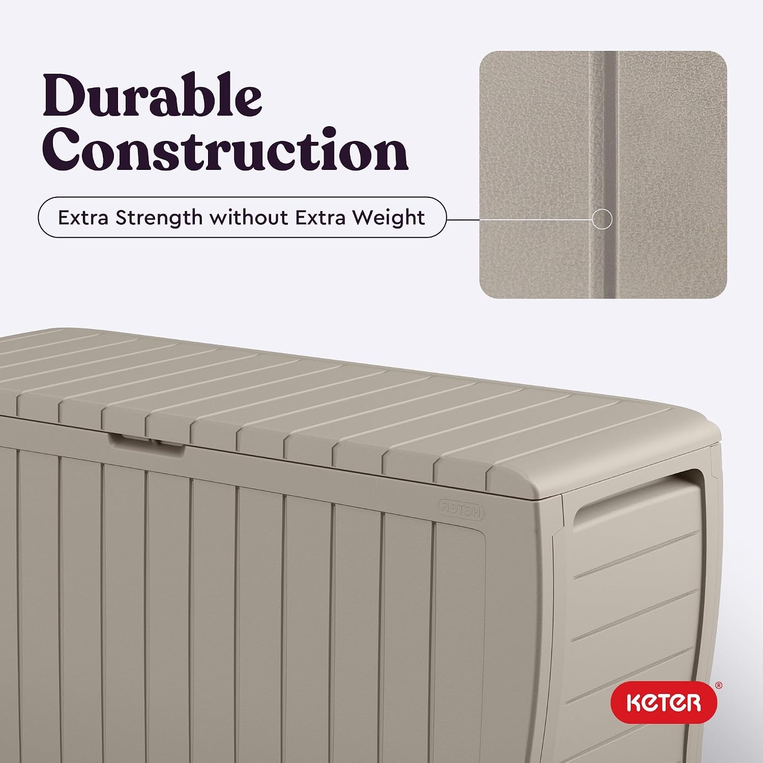 image:imageKeter Atlas 70 Gallon Deck Box WeatherResistant Outdoor Storage Chest for Patio Yard amp Pool Durable Resin Construction Lockable Lid EasyOpen DesignBeige