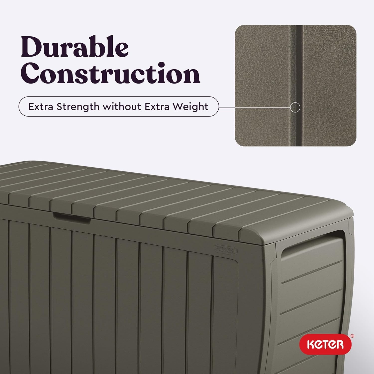 image:imageKeter Atlas 70 Gallon Deck Box WeatherResistant Outdoor Storage Chest for Patio Yard amp Pool Durable Resin Construction Lockable Lid EasyOpen DesignMossy Brown