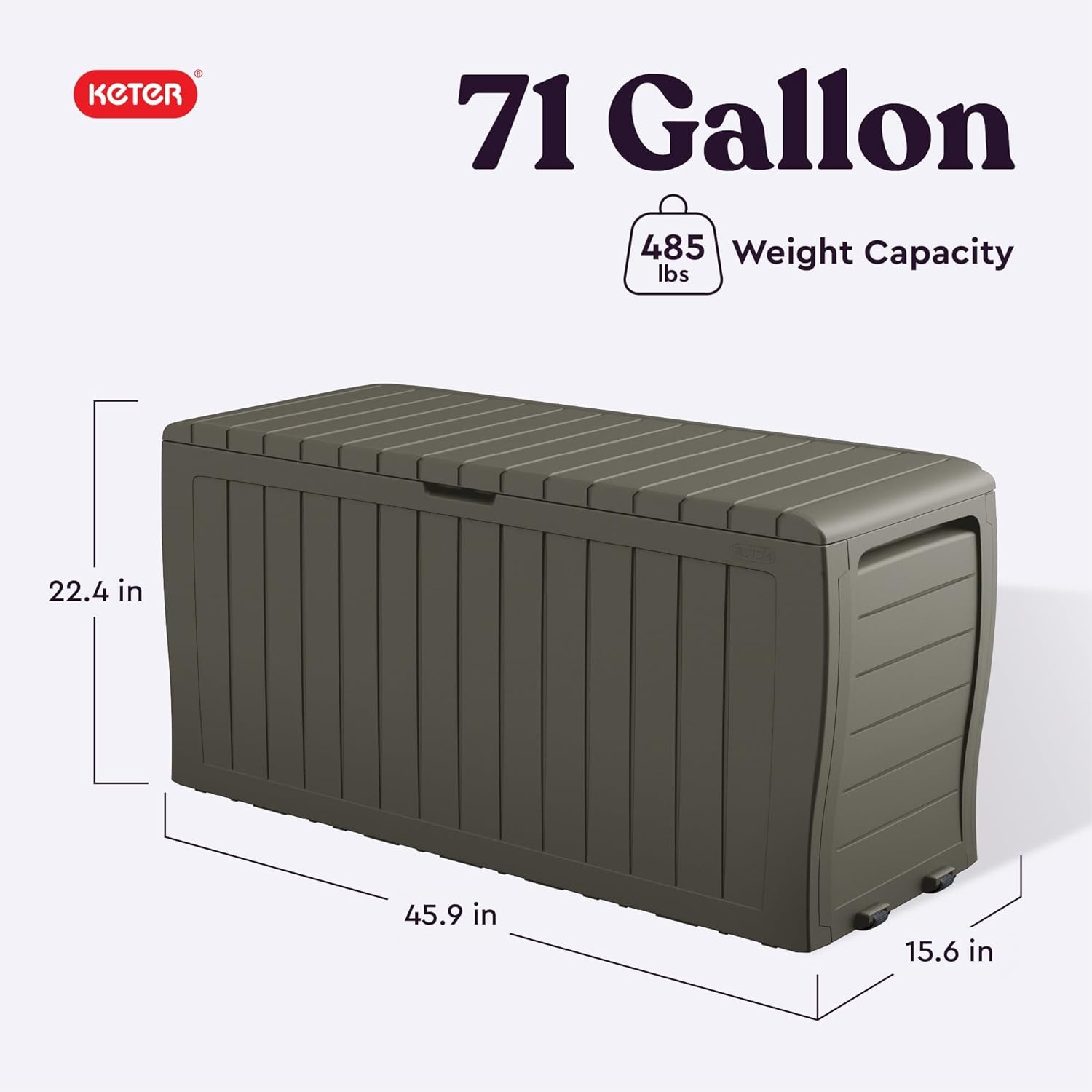 image:imageKeter Atlas 70 Gallon Deck Box WeatherResistant Outdoor Storage Chest for Patio Yard amp Pool Durable Resin Construction Lockable Lid EasyOpen DesignMossy Brown
