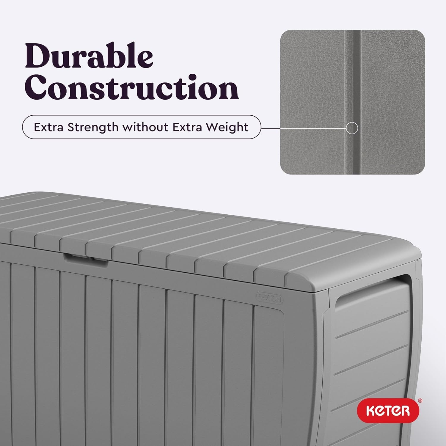image:imageKeter Atlas 70 Gallon Deck Box WeatherResistant Outdoor Storage Chest for Patio Yard amp Pool Durable Resin Construction Lockable Lid EasyOpen DesignLight Grey
