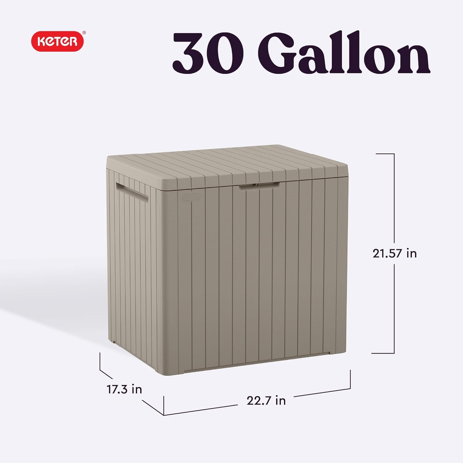 image:imageKeter City 30 Gallon Resin Outdoor Storage Box and Patio Furniture Side Table for Pool and Garden Accessories BeigeBeige