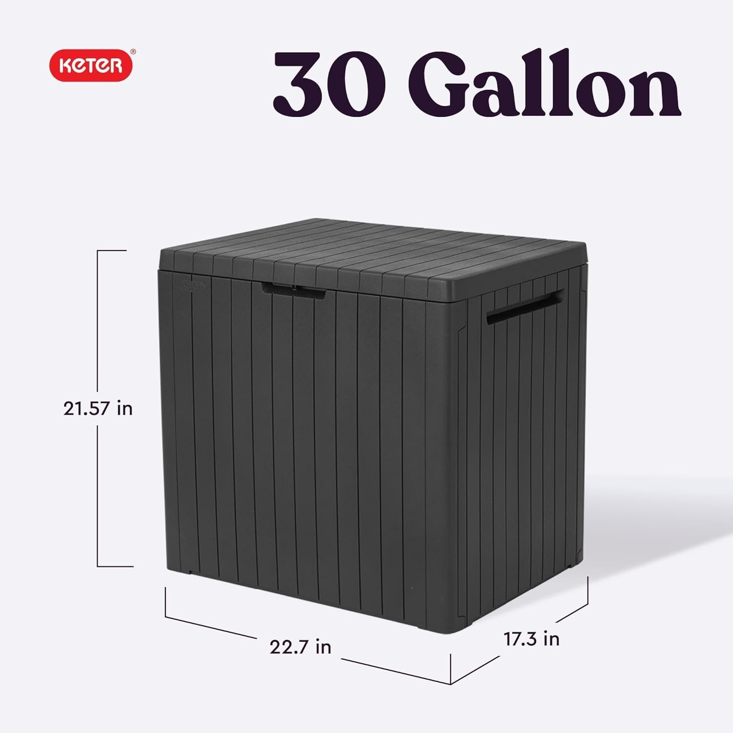 image:imageKeter City 30 Gallon Resin Outdoor Storage Box and Patio Furniture Side Table for Pool and Garden Accessories BeigeDark Grey