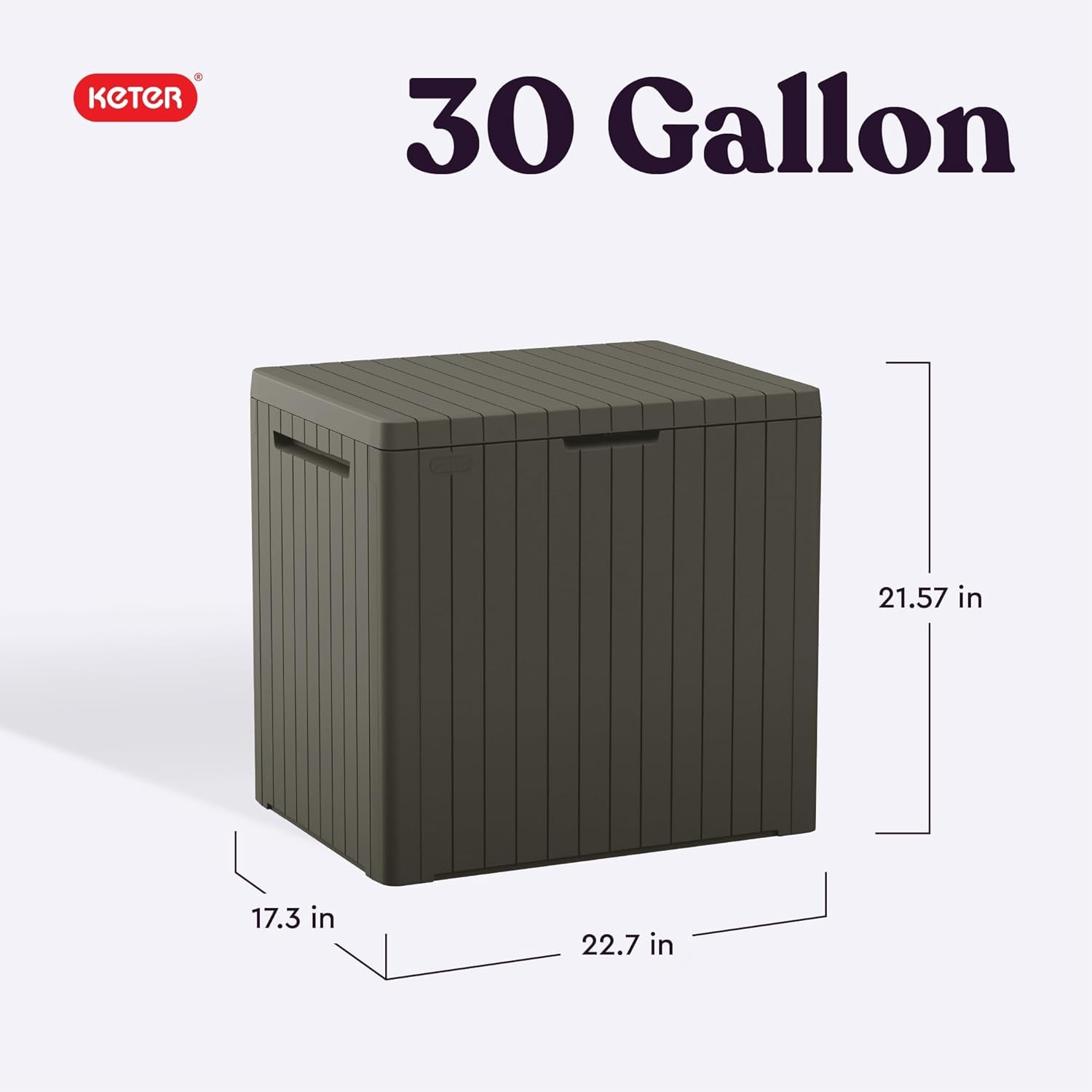 image:imageKeter City 30 Gallon Resin Outdoor Storage Box and Patio Furniture Side Table for Pool and Garden Accessories BeigeMossy Brown