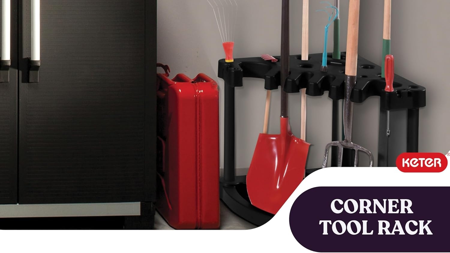 image:imageKeter Compact Corner Tool Rack for Maximum Storage and Organization Easy to Assemble and Organize 25 LongHandled Garden Tools Rakes Brooms Shovels and Accessories