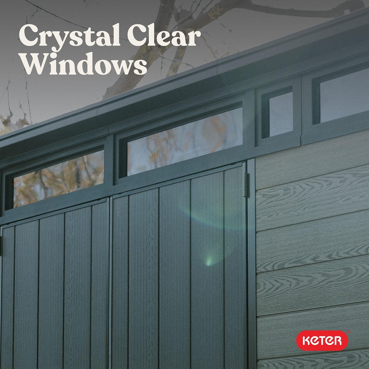 image:imageKeter Cortina 11x7 Ft AllWeather Storage Shed with Skylight Window Builtin Ventilation amp Lockable Double Doors Green
