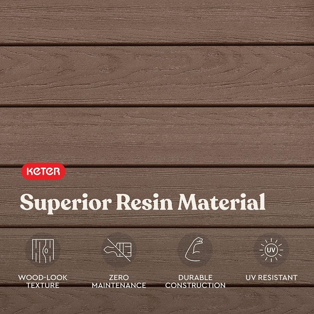 image:imageKeter Darwin 100 Gallon Resin Large Deck Box Organization and Storage for Patio Furniture Outdoor Cushions Garden Tools and Pool GearBrown