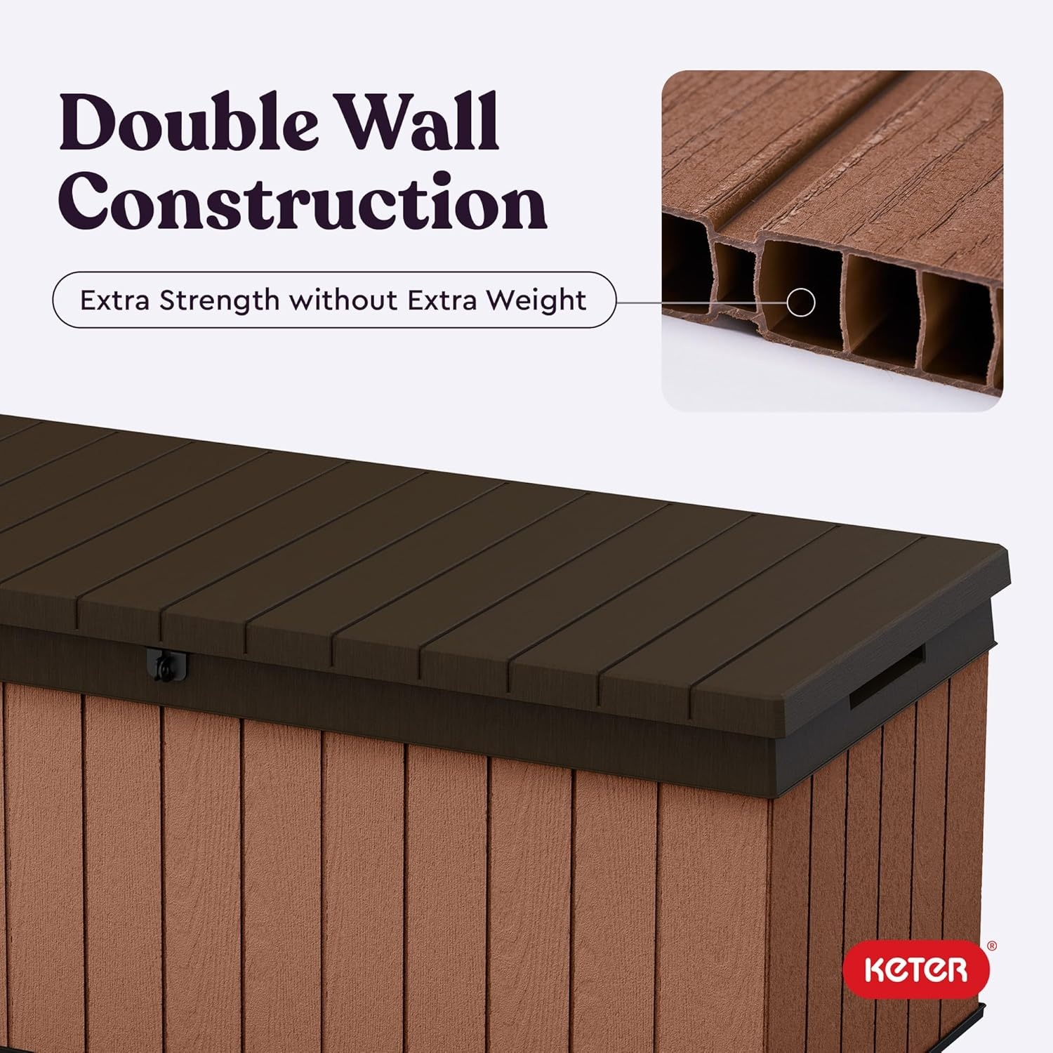 image:imageKeter Darwin 100 Gallon Resin Large Deck Box Organization and Storage for Patio Storage Box Outdoor Cushions Garden Tools Brown amp BlackBrown