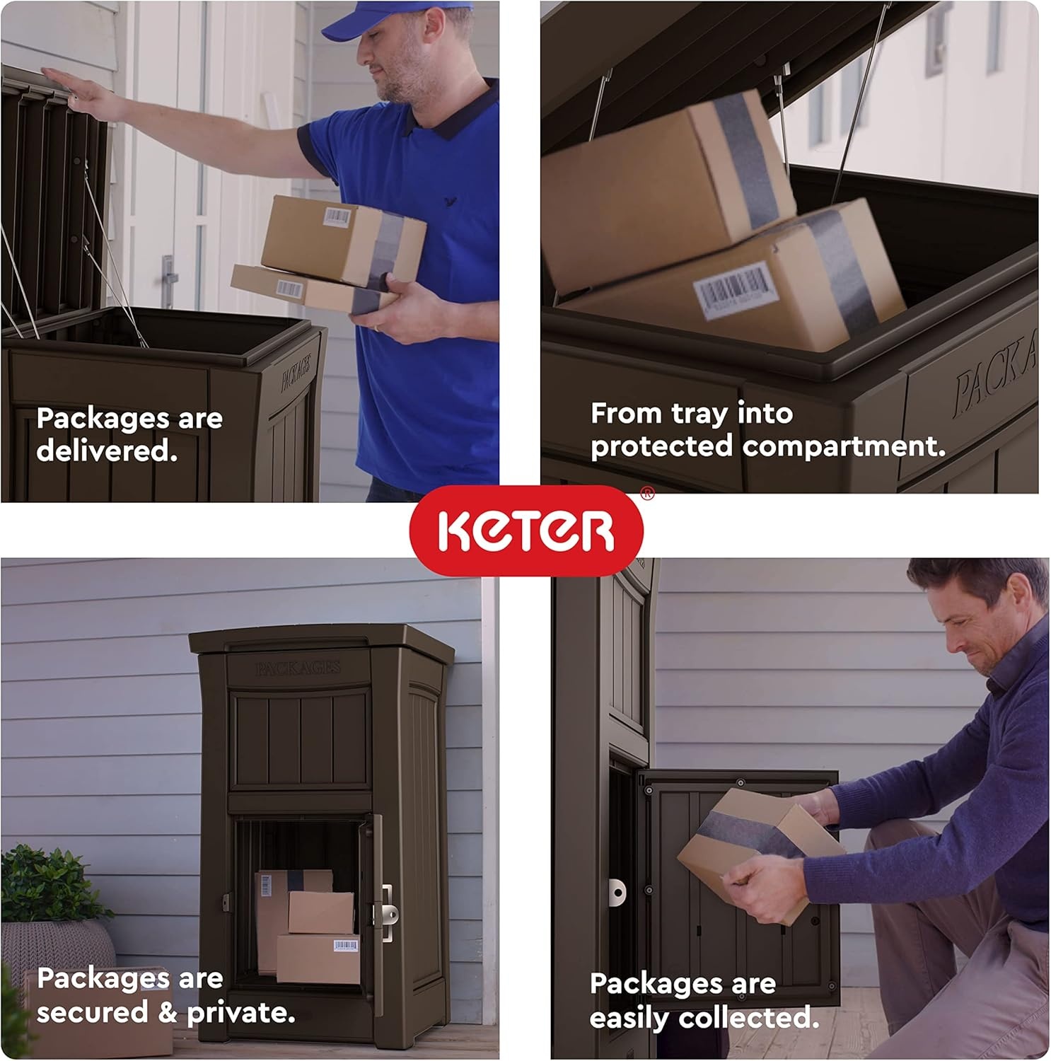 image:imageKeter Delivery Box for Porch with Lockable Secure Storage Compartment to Keep Packages Safe One Size Brown