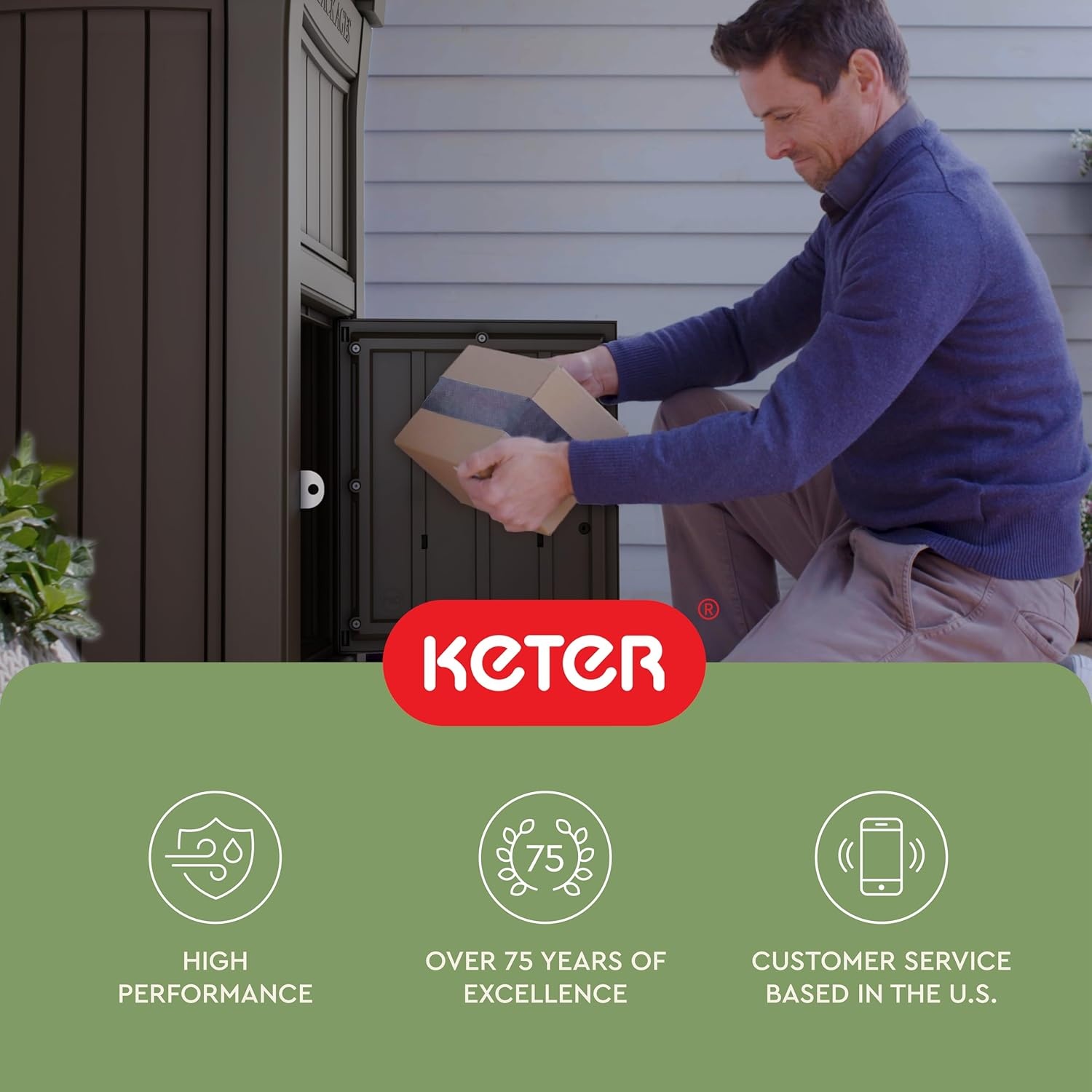 image:imageKeter Delivery Box for Porch with Lockable Secure Storage Compartment to Keep Packages Safe One Size Brown