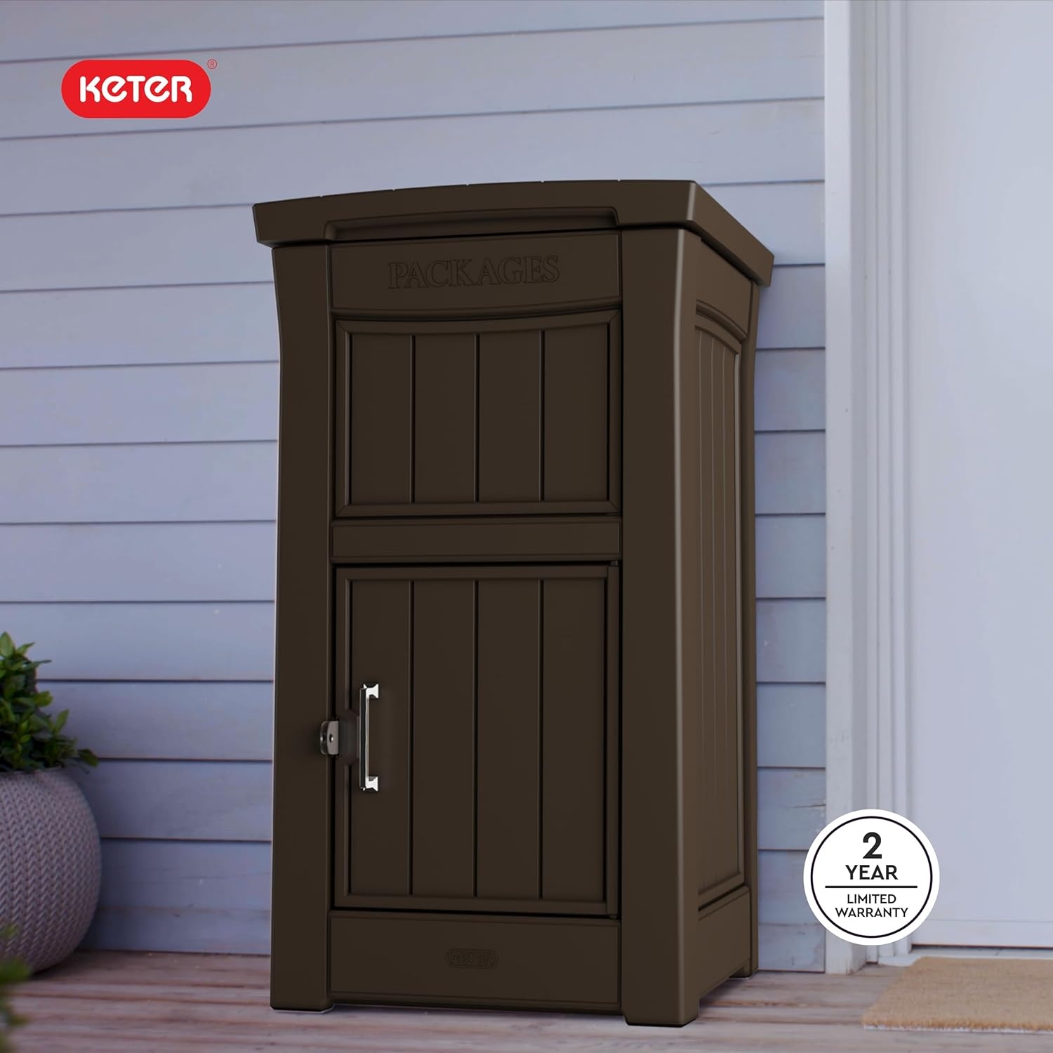 image:imageKeter Delivery Box for Porch with Lockable Secure Storage Compartment to Keep Packages Safe One Size Brown