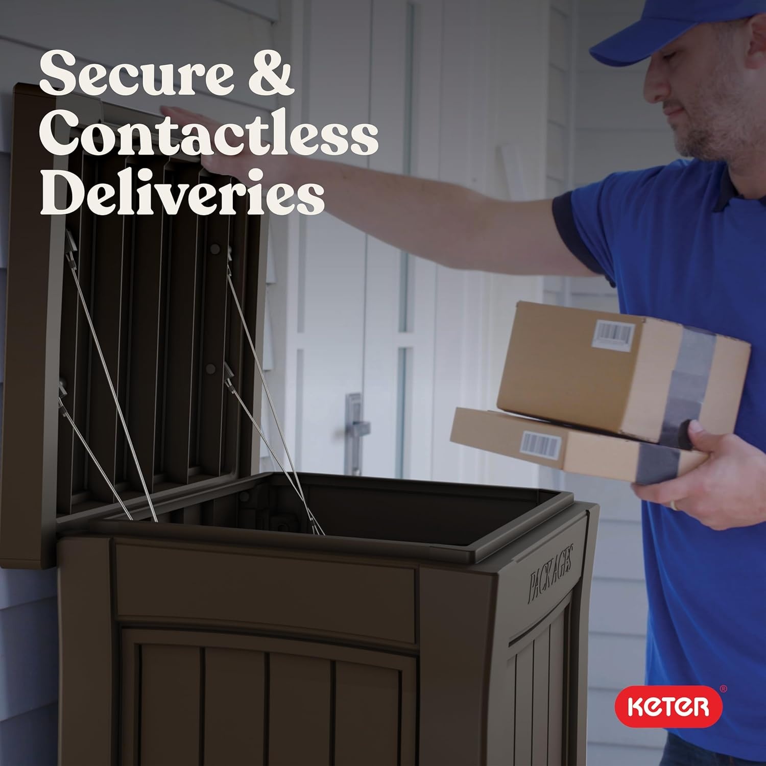 image:imageKeter Delivery Box for Porch with Lockable Secure Storage Compartment to Keep Packages Safe One Size Brown