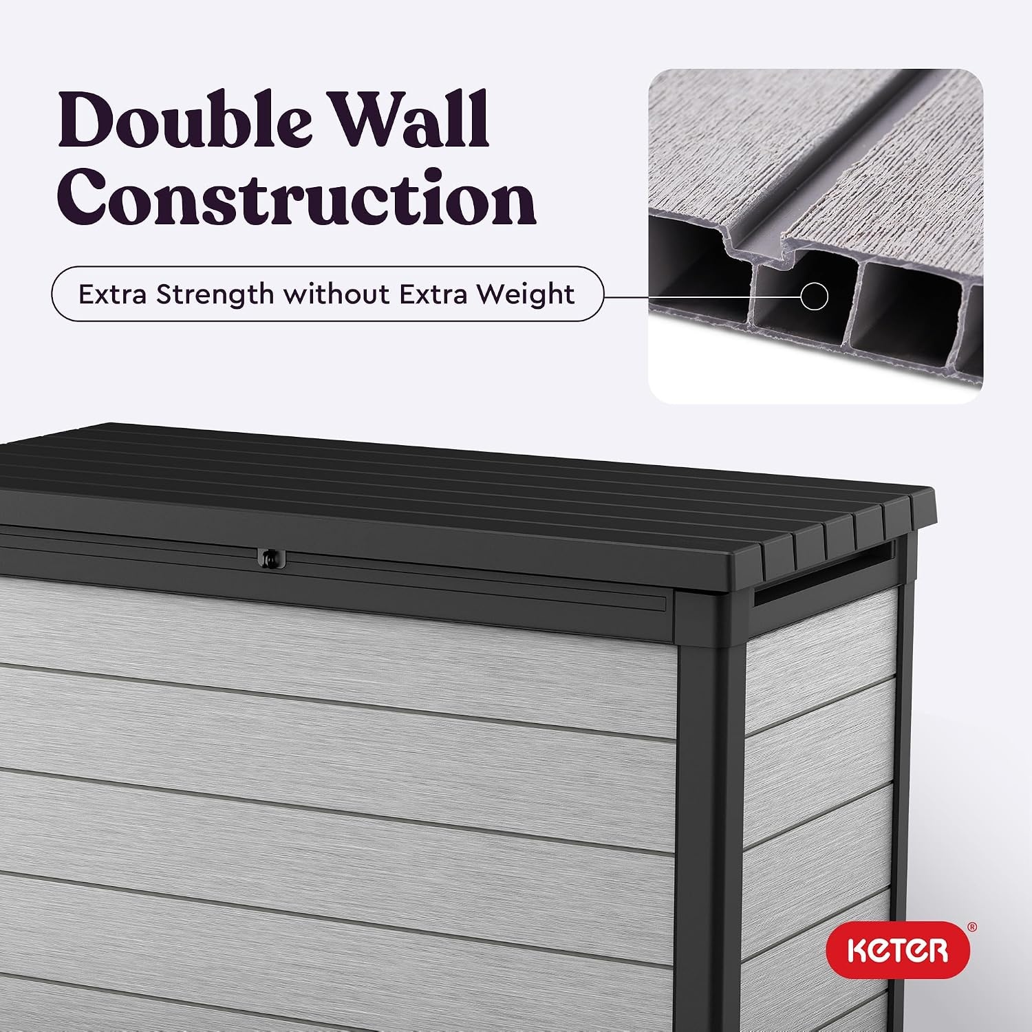 image:imageKeter Denali 30 Gallon Resin Outdoor Storage Box and Patio Furniture Side Table for Pool and Garden Accessories Grey amp Black200 Gallons