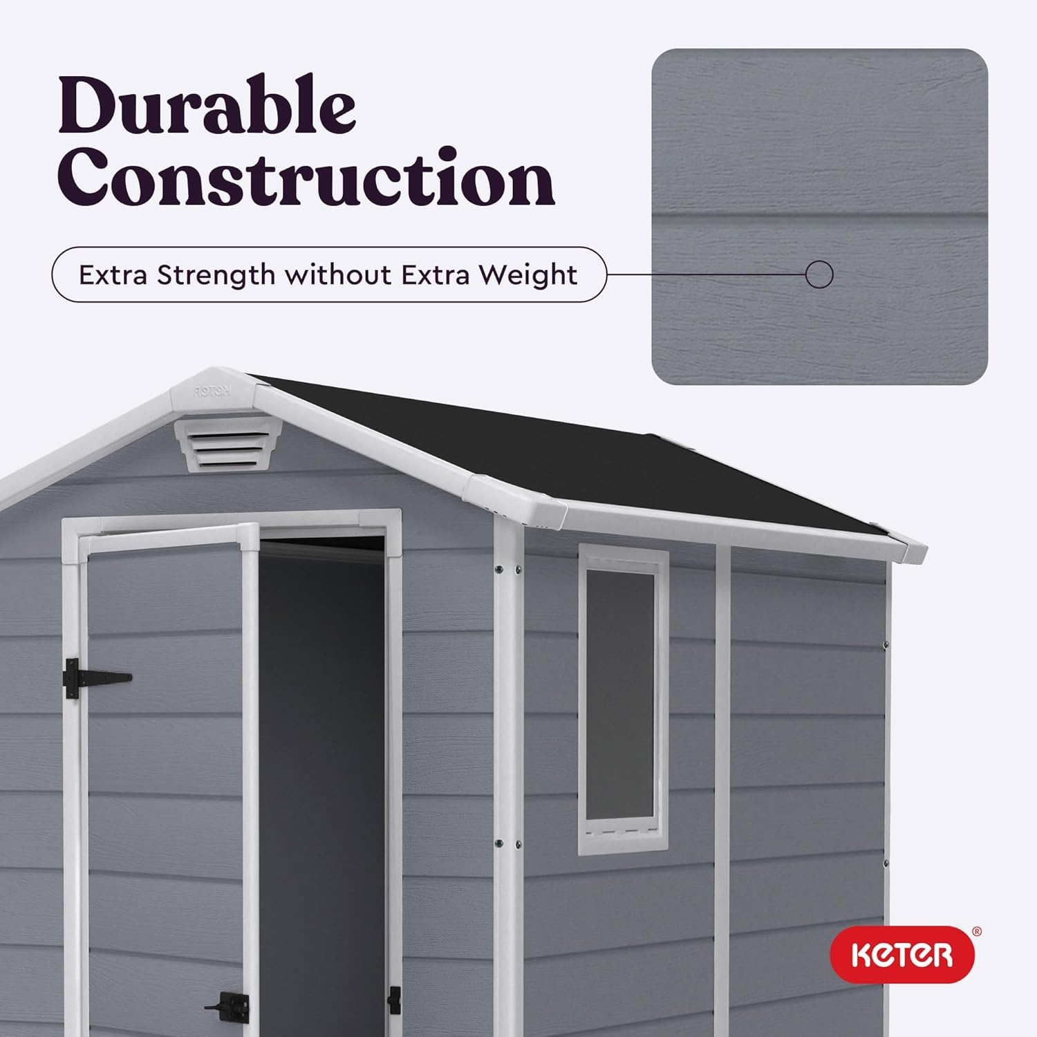 image:imageKeter Manor 4x6 Resin Outdoor Storage Shed KitPerfect to Store Patio Furniture Garden Tools Bike Accessories Beach Chairs and Lawn Mower Grey amp White