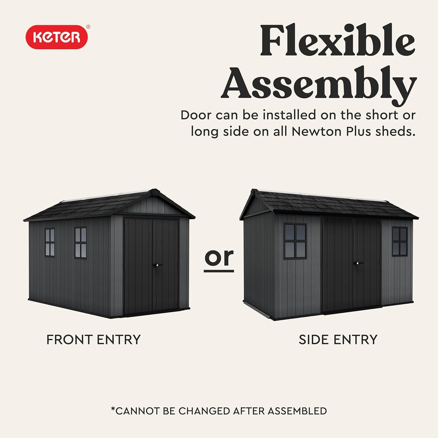 image:imageKeter Newton Plus 75x7 Ft AllWeather Storage Shed with Skylight Window Builtin Ventilation Customizable Walls amp Lockable Double Doors Graphite75x11