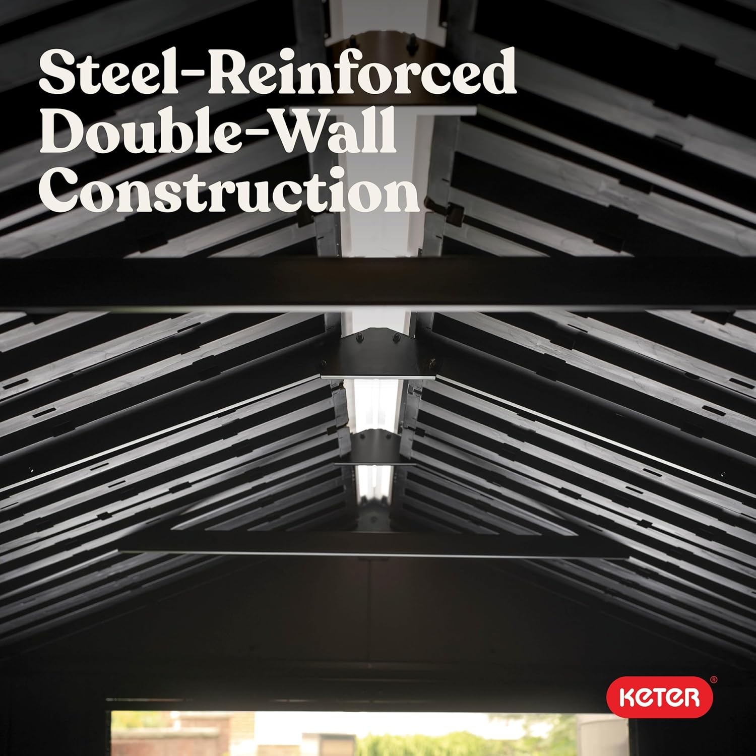 image:imageKeter Newton Plus 75x7 Ft AllWeather Storage Shed with Skylight Window Builtin Ventilation Customizable Walls amp Lockable Double Doors Graphite75x11