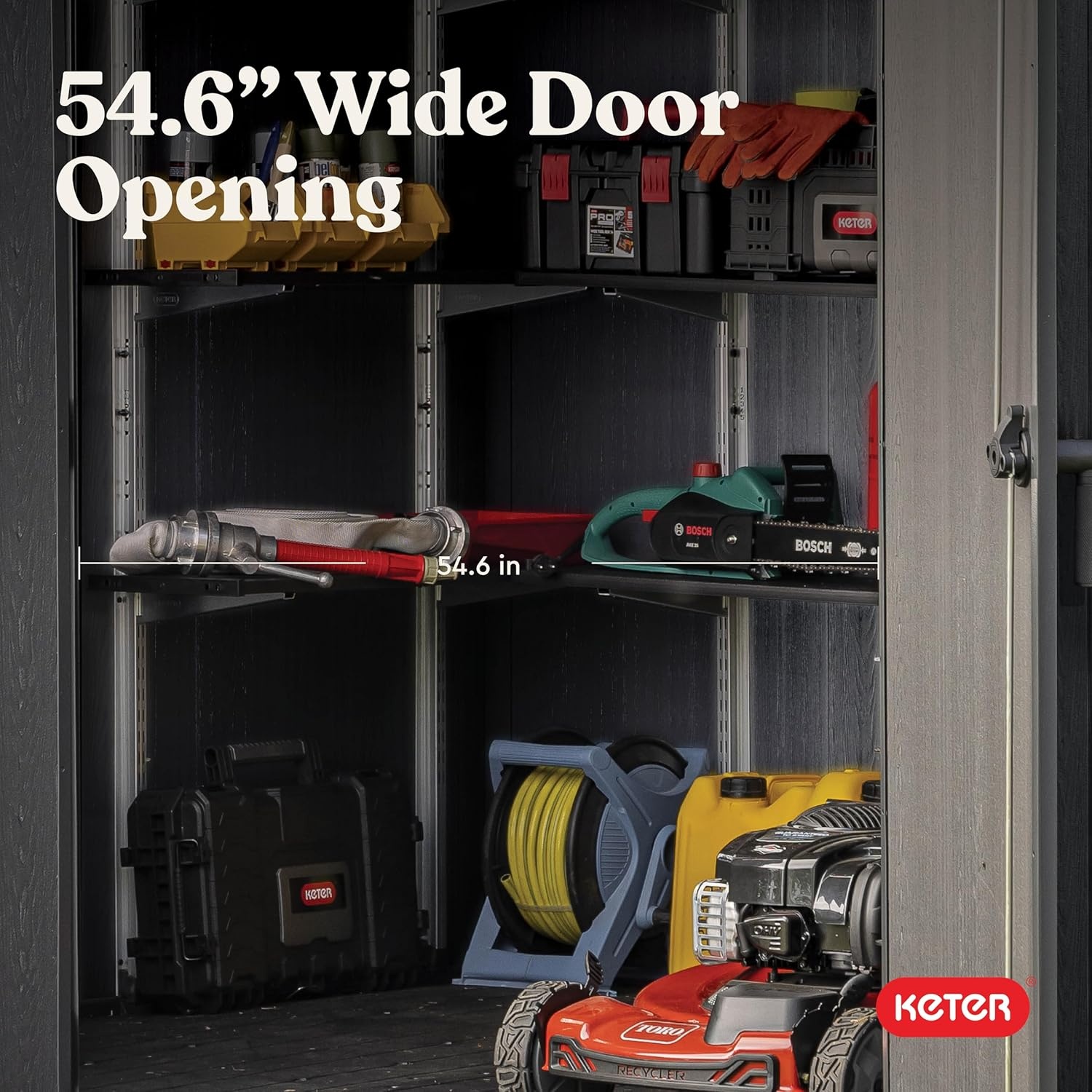 image:imageKeter Newton Plus 75x7 Ft AllWeather Storage Shed with Skylight Window Builtin Ventilation Customizable Walls amp Lockable Double Doors Graphite75x11