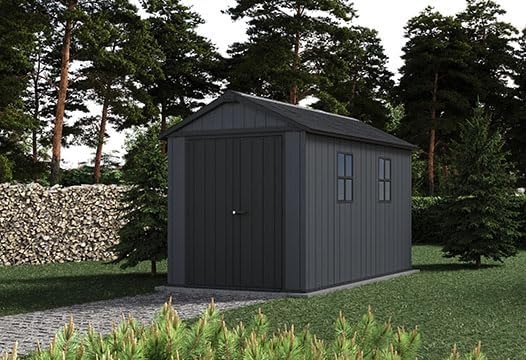 image:imageKeter Newton Plus 75x7 Ft AllWeather Storage Shed with Skylight Window Builtin Ventilation Customizable Walls amp Lockable Double Doors Graphite75x11