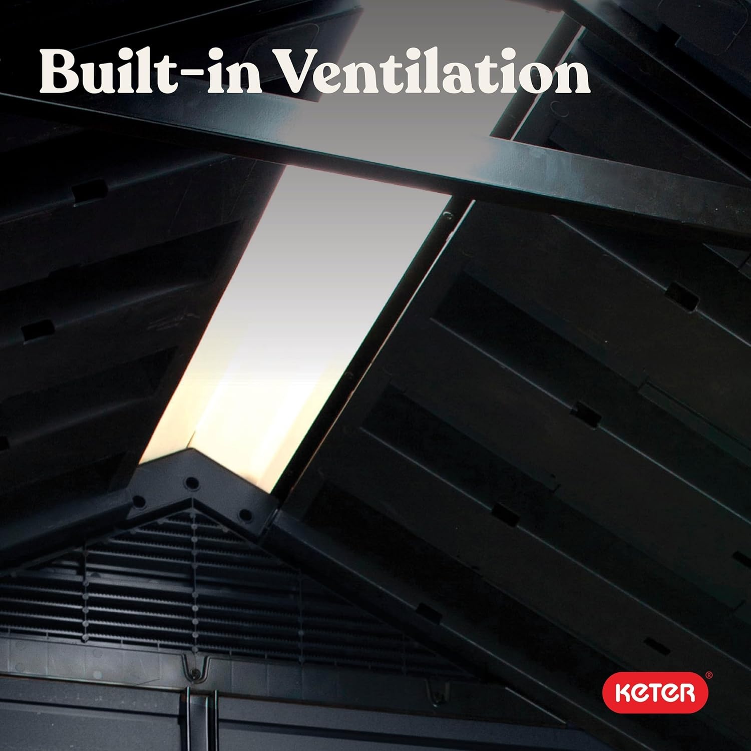 image:imageKeter Newton Plus 75x7 Ft AllWeather Storage Shed with Skylight Window Builtin Ventilation Customizable Walls amp Lockable Double Doors Graphite75x11