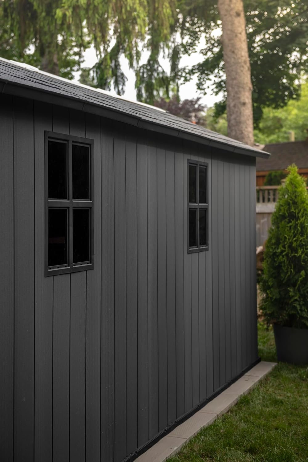 image:imageKeter Newton Plus 75x7 Ft AllWeather Storage Shed with Skylight Window Builtin Ventilation Customizable Walls amp Lockable Double Doors Graphite75x13