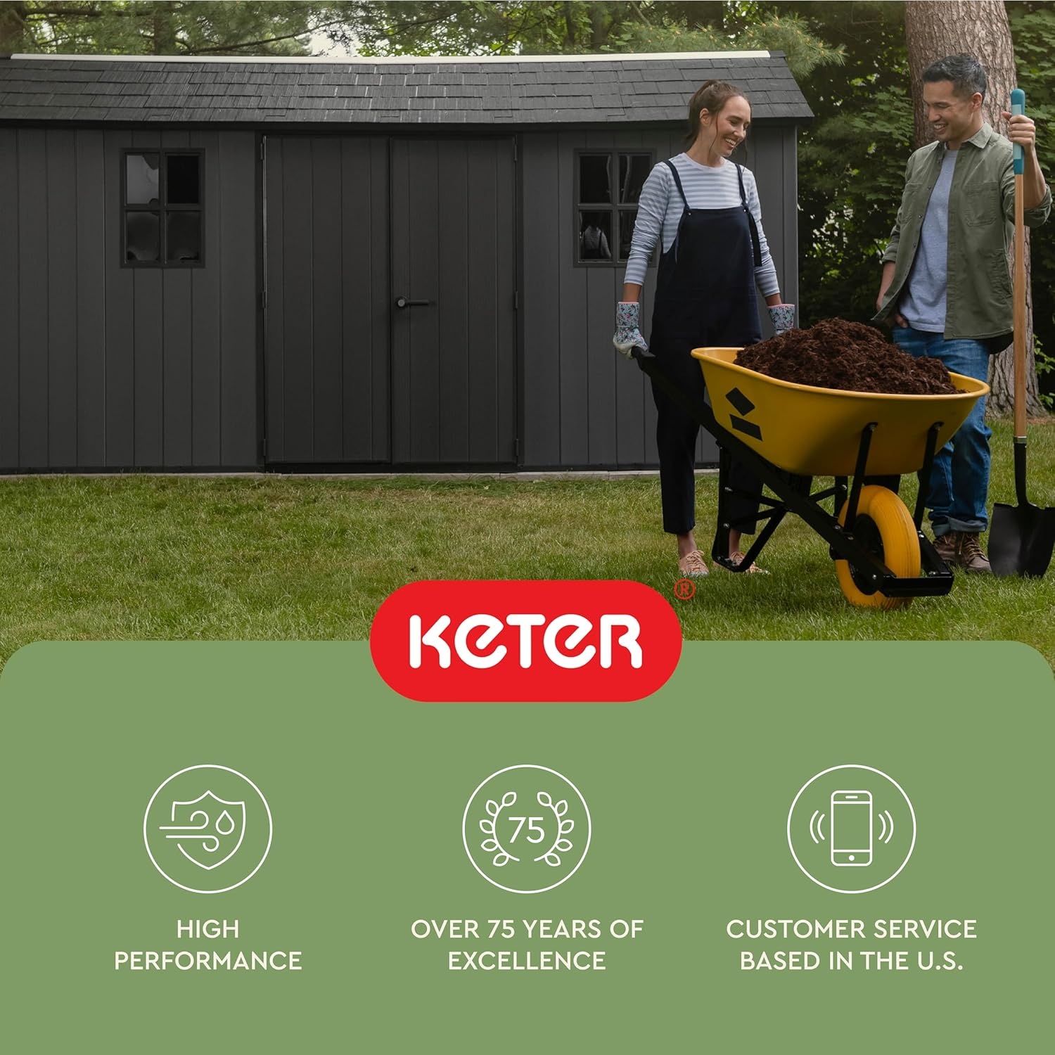 image:imageKeter Newton Plus 75x7 Ft AllWeather Storage Shed with Skylight Window Builtin Ventilation Customizable Walls amp Lockable Double Doors Graphite75x15