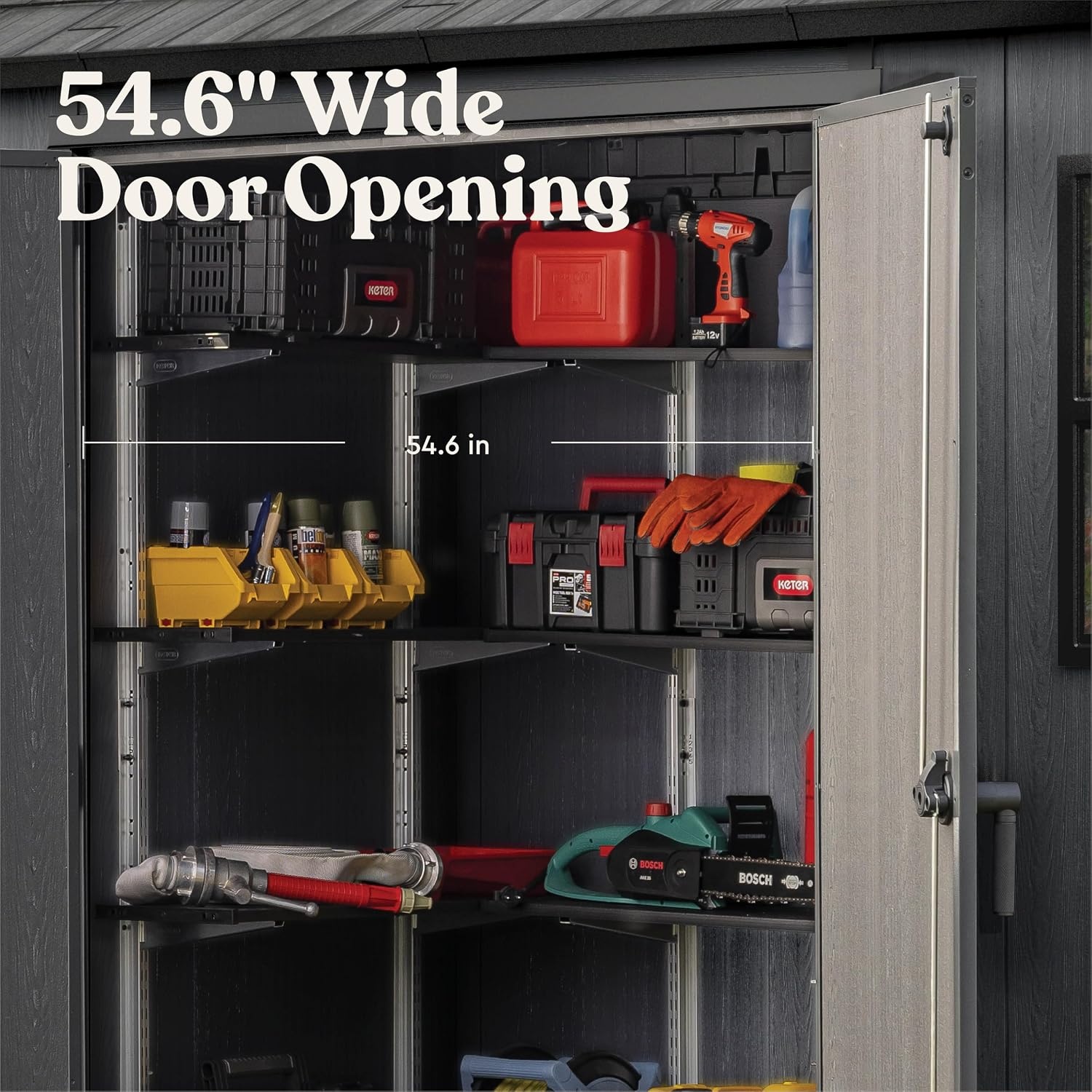 image:imageKeter Newton Plus 75x7 Ft AllWeather Storage Shed with Skylight Window Builtin Ventilation Customizable Walls amp Lockable Double Doors Graphite75x15