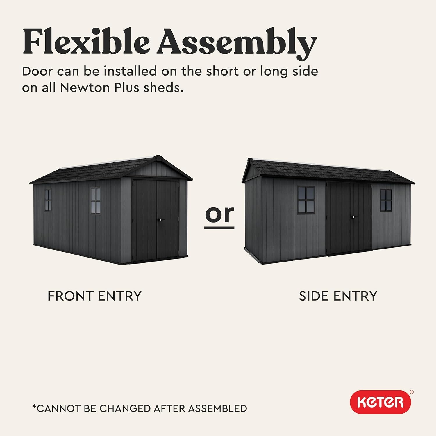 image:imageKeter Newton Plus 75x7 Ft AllWeather Storage Shed with Skylight Window Builtin Ventilation Customizable Walls amp Lockable Double Doors Graphite75x15