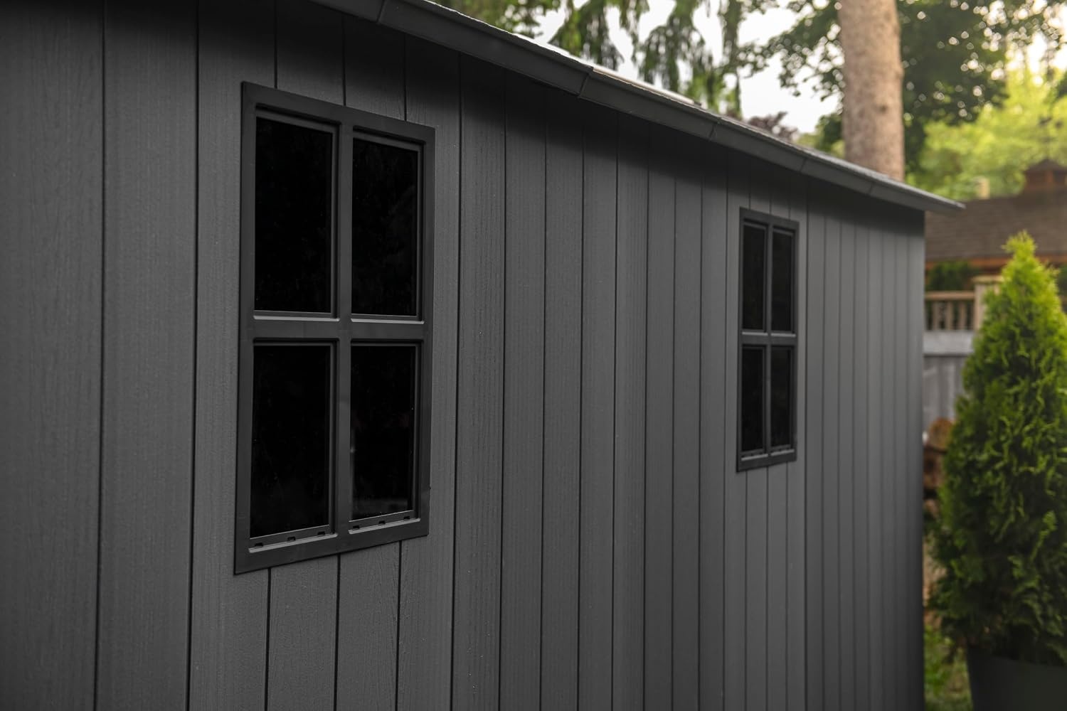 image:imageKeter Newton Plus 75x7 Ft AllWeather Storage Shed with Skylight Window Builtin Ventilation Customizable Walls amp Lockable Double Doors Graphite75x17