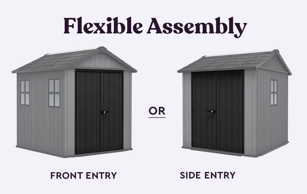 image:imageKeter Newton Plus 75x7 Ft AllWeather Storage Shed with Skylight Window Builtin Ventilation Customizable Walls amp Lockable Double Doors Graphite75x7