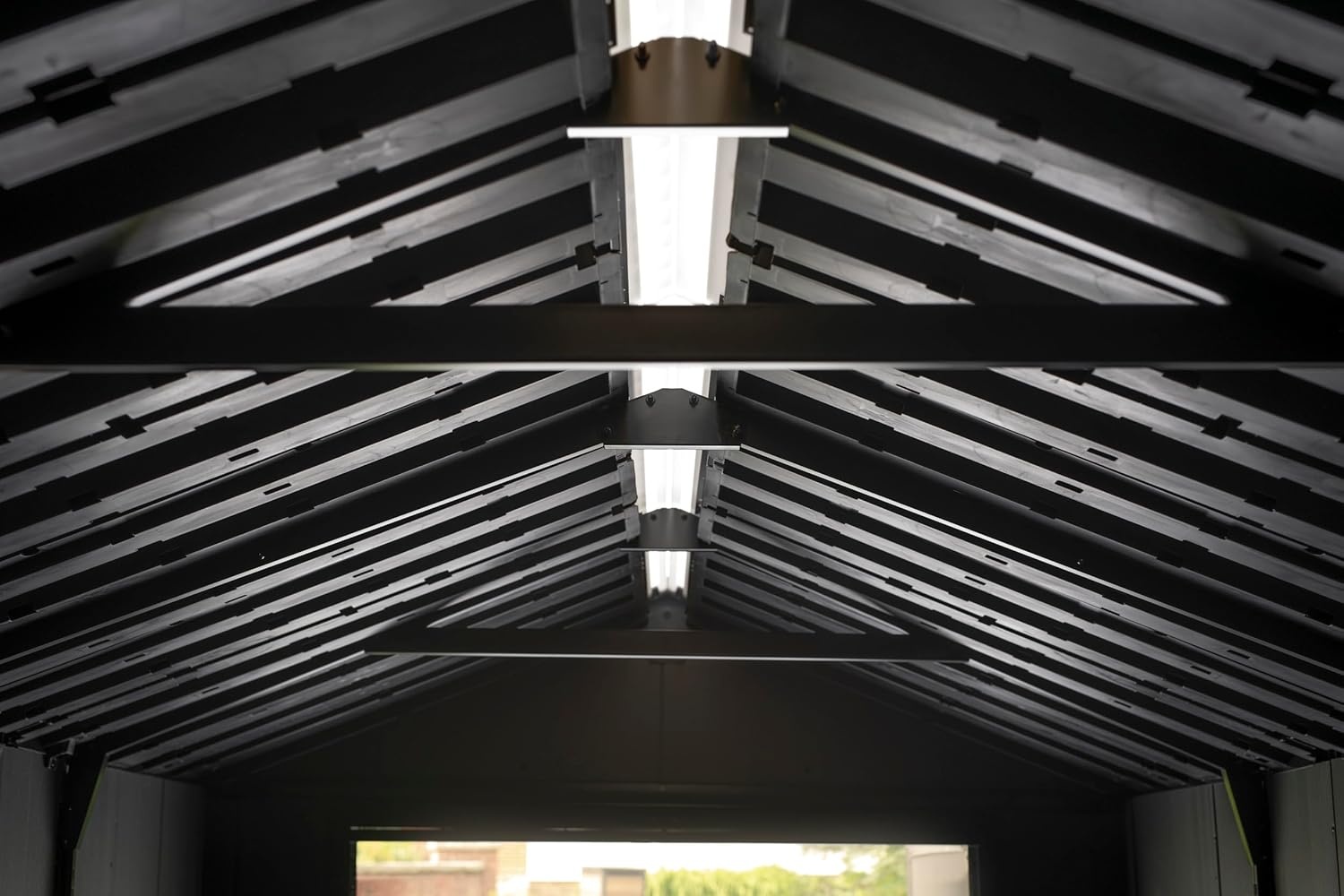 image:imageKeter Newton Plus 75x7 Ft AllWeather Storage Shed with Skylight Window Builtin Ventilation Customizable Walls amp Lockable Double Doors Graphite75x7