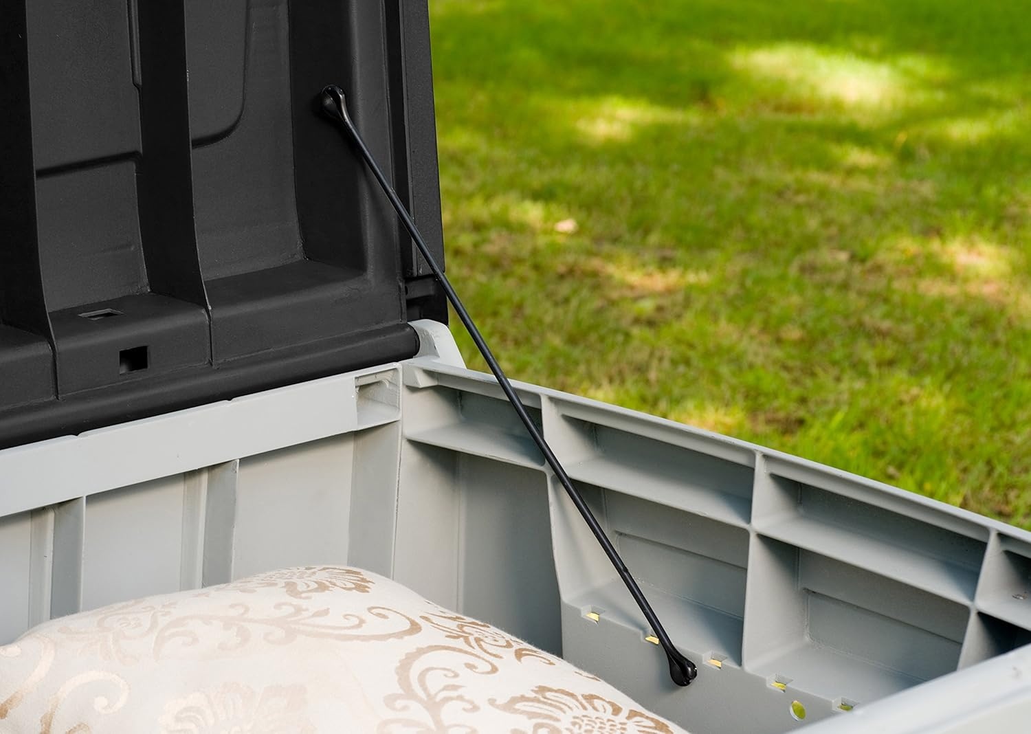 image:imageKeter Novel Plastic Deck Storage Container Box Outdoor Patio Furniture 90 Gal BrownGreyBlack