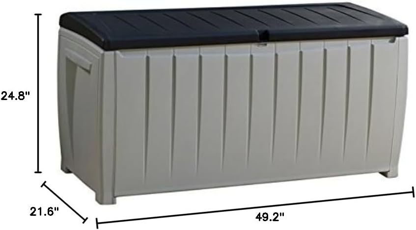 image:imageKeter Novel Plastic Deck Storage Container Box Outdoor Patio Furniture 90 Gal BrownGreyBlack