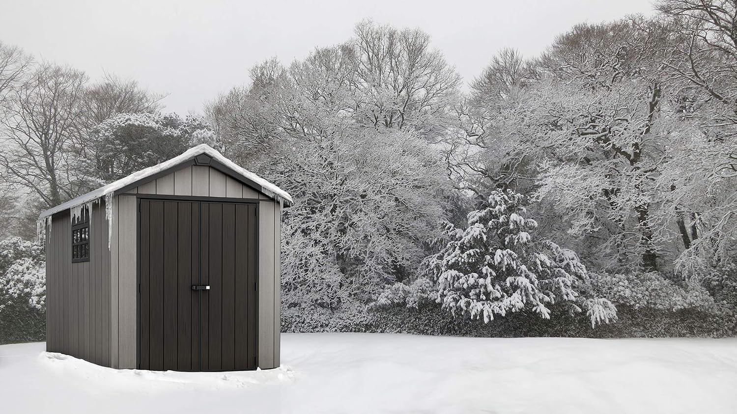 image:imageKeter Oakland 75x7 Foot Large Resin Outdoor Shed with Customizable Walls for Lawn Mower and Bike Storage 75 x 7 GreyGray