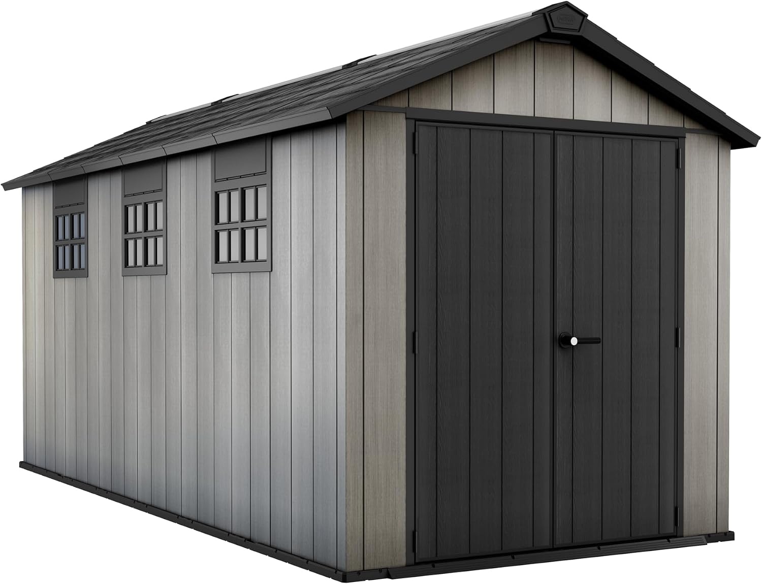 image:imageKeter Oakland Extension 75x15 Ft AllWeather Storage Shed with Skylight Window Builtin Ventilation Customizable Walls amp Lockable Double Doors Grey