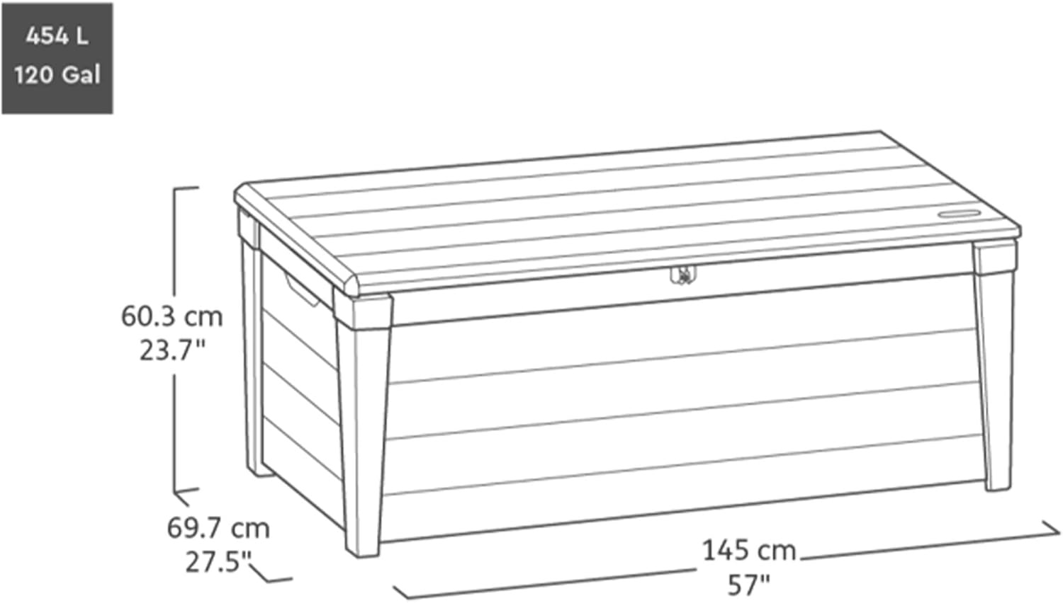 image:imageKeter Outdoor Storage Deck Box for Patio Backyard amp Garden Brightwood 120 Gal Brown Lockable Organizing and Waterproof Plastic Container Bench1