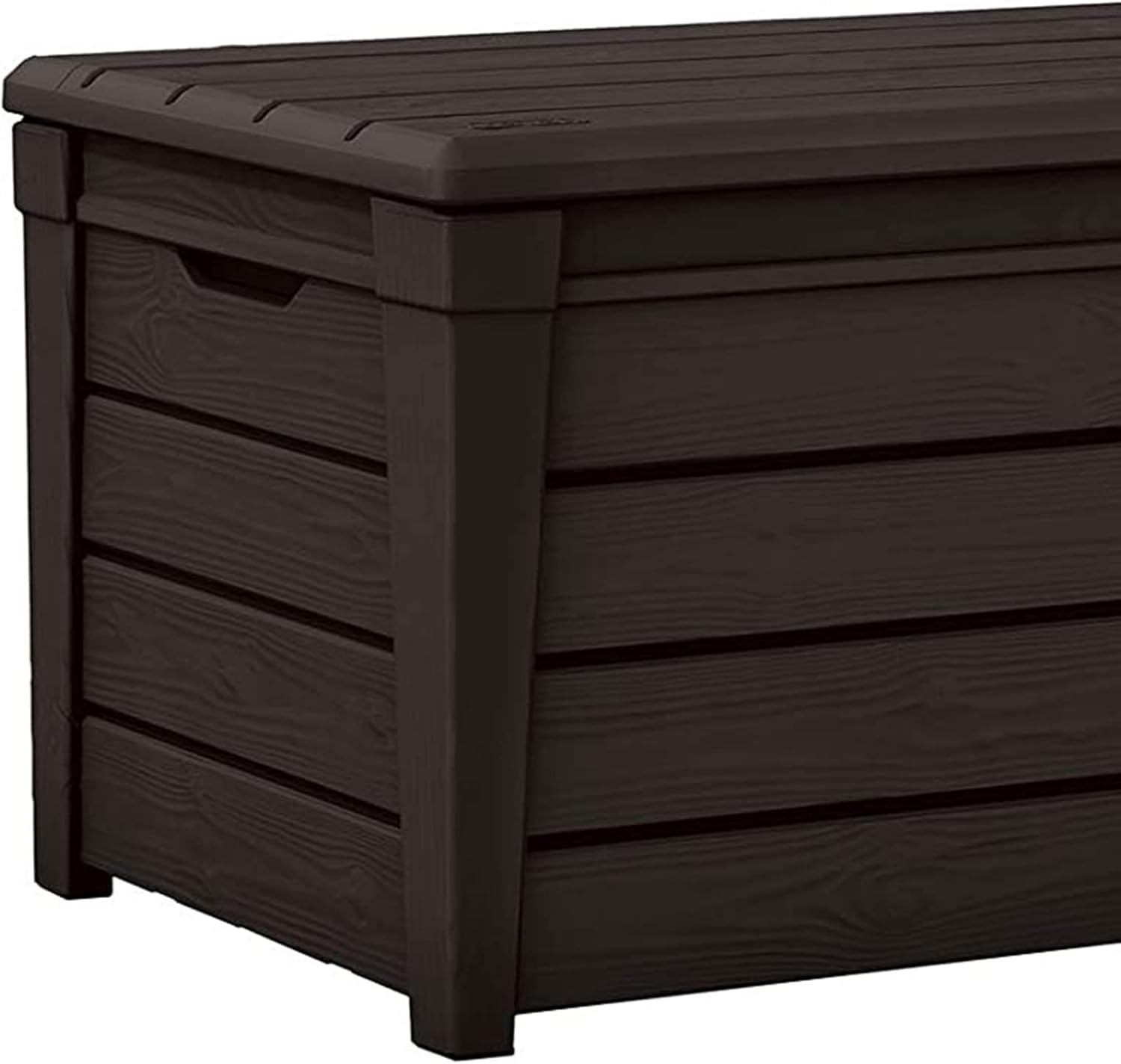 image:imageKeter Outdoor Storage Deck Box for Patio Backyard amp Garden Brightwood 120 Gal Brown Lockable Organizing and Waterproof Plastic Container Bench2